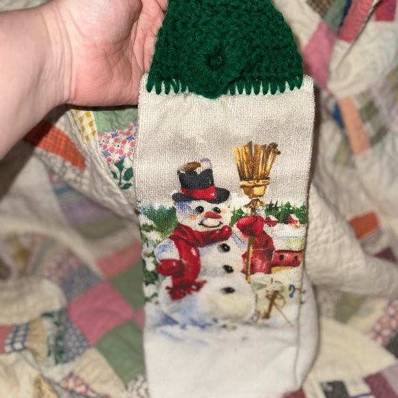 Festive Snowman hanging hand tea dish towel - Picture 1 of 2